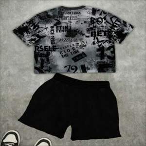 Conjunto de Camiseta para Hombre, Nuevo Diseño, Lavado Ácido, Algodón Grueso, Holgado, Estilo Urbano, Personalizable, Dos Piezas - Product Image 2