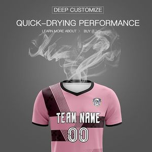 Customizable Pink Soccer Jersey Kit With Black Shorts And <b>Socks</b> Sublimation Printed V-Neck Quick Dry Unisex Adult Uniform - Product Image 4