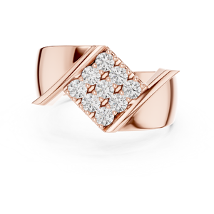 Rose Gold Round Lab Grown <b>Diamond</b> Cluster Signet <b>Ring</b> for Men Wedding Anniversary Fine Jewelry - Product Image 1