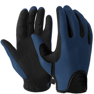 Gants d'équitation unisexes pour adultes de qualité supérieure, bleu marine, en maille respirante, tissu antidérapant, paume en spandex élastique - Product Image 1