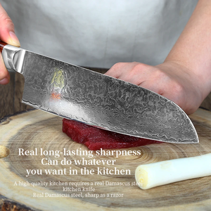Couteau de chef Santoku en acier Damas de qualité supérieure LEGACY BLADES, fait main, professionnel, pour la cuisine, style japonais, manche en bois - Product Image 5