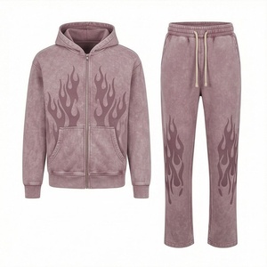 <b>Men's</b> Tracksuits Design Acid Wash Printing Fleece Made <b>Pullover</b> Hoodie Sweatpants Sets Adults Casual Street Style - Product Image 1