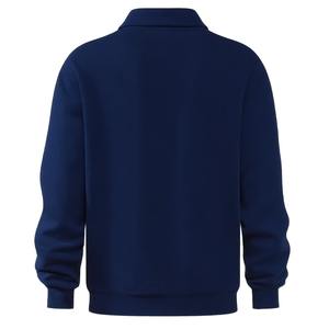 Vente en gros de pulls pour hommes à col zippé, couleur unie, en polyester tricoté et brodé - Product Image 2