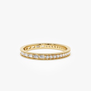 Elegante Anillo de Eternidad con Diamantes Cultivados en Laboratorio, Mitad Baguette y Mitad Redondos, de 0.45 Quilates, en Oro de 14K, Anillo de Boda Perfecto para un Amor Eterno - Product Image 1
