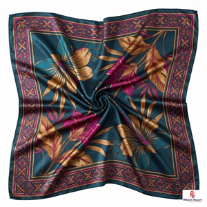 Écharpe carrée personnalisée de qualité supérieure avec pompon, douce et légère, foulard de mode pour femme, fabricant et fournisseur OEM ODM - Product Image 5