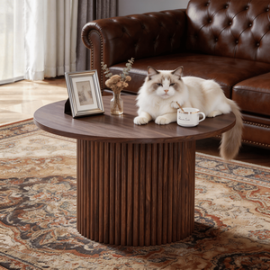Modern 27.5-Inch Diameter <b>Circular</b> <b>Coffee</b> <b>Table</b> with Practicality Home Aesthetics MDF Material for Interiors - Product Image 3