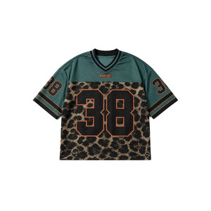 Maillot de football américain unisexe entièrement personnalisable, fournisseur en gros, maillot léger en maille surdimensionné à imprimé léopard, vente en gros - Product Image 2