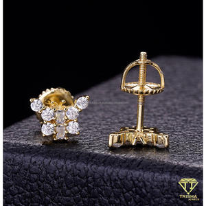 Pendientes Clásicos con Flores, Plata de Ley 925, Diamante Cultivado en Laboratorio, Chapado en Oro, Joyería de Lujo para Mujer - Product Image 2