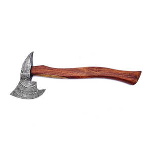 Nouvelle conception de hache large à dos plat en acier Damas avec manche en bois, 3 3/8 lb, multi-usages pour le camping et les activités de plein air - Product Image 2