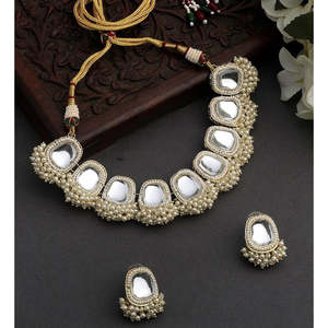 Jewelemarket Heritage Kundan Stone and <b>Pearl</b> <b>Necklace</b> <b>Set</b> Fine Jewelry 10575542WH - Product Image 3