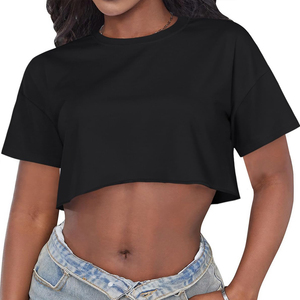 Crop top court pour femme, design très stylé, streetwear, 100% coton, respirant, écologique, en vente, nouvelle arrivée - Product Image 1