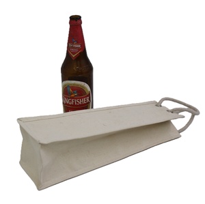 ถุงหิ้วหิ้วสำหรับใส่ไวน์แคนวาสขวดเดี่ยวผ้าใบเคลือบ10ออนซ์สีขาวธรรมชาติ - Product Image 3