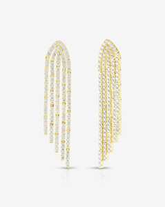 Boucles d'oreilles pendantes longues à clous, diamant de laboratoire rond, élégantes, à fermoir poussoir, 2 pouces, bijoux de luxe pour mariée, mariage, or massif 14K 18K - Product Image 6