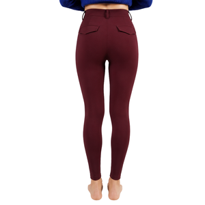 Pantalones de equitación para mujer color burdeos, de cintura alta, elásticos, con agarre completo en el asiento, para entrenamiento, competición y deporte. - Product Image 2