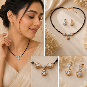 <b>Top</b> Trending Mangalsutra Jewelry Set Prong Set Lab Grown Diamonds IGI Certificate <b>Rose</b> Gold Solid Women Classic Style Wedding - Product Image 3