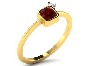 Custom 14k Gold Ruby <b>Ring</b> Square Bezel Setting Classic Gemstone Engagement <b>Ring</b> Handmade Minimalist Garnet Diamond <b>Stacking</b> <b>Ring</b> - Product Image 1