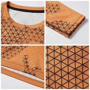 Camiseta de Manga Larga para Hombre, Protección UV, Sublimación, Secado Rápido, Diseño Geométrico Naranja - Product Image 6