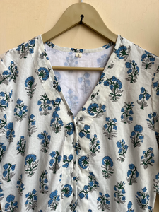 Robe longue indienne en coton imprimée à la main, col en V, manches longues, motif floral, tunique indienne pour femme, collection 2026, best-seller - Product Image 5