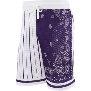 Custom Men's Basketball Gym Athletic Wear Double <b>Layer</b> Mesh Shorts Flame Print 100% Elastic <b>Mid</b> Solid Hot High Street - Product Image 2