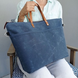 Leather <b>Canvas</b> <b>Tote</b> Bag Vintage Shoulder Handbag Open Embroidery Waterproof Travel Work Shopping Durable Large Capacity - Product Image 2