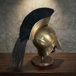 CH Medieval Metal Helmet Warrior Costume Men's with Black Plume Handmade Vintage Lightweight Home Decor Halloween Christmas - Product Image 3