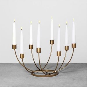 En gros Candelabre moderne en métal doré à 9 bras pour bougies chauffe-plat, Centre de table géométrique de luxe pour mariage, fête et décoration intérieure - Product Image 2