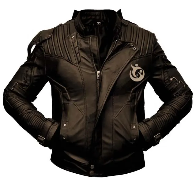 2021 New Design Autumn Clothing men Streetwear Punk Top Black Leather Biker Jacket With belts