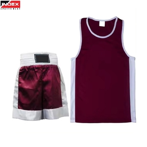 INDEX Boxing Wear Set <b>Maroon</b> White Tank <b>Top</b> Shorts Unisex Adult Moisture Wicking Breathable Quick Dry - Product Image 1
