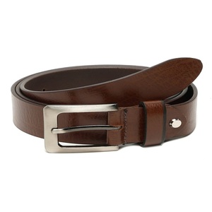 Cinturón Casual de Cuero Premium de Alta Calidad con Acabado Liso Marrón para Hombre, con Hebilla de Latón Niquelado de Lujo, Cinturón para Jeans - Product Image 4
