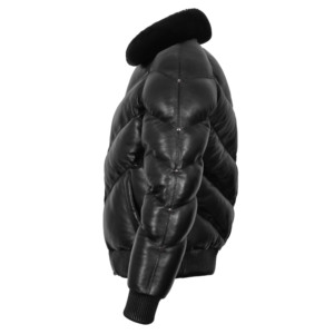 Chaqueta de Invierno Personalizada para Hombre, 100% Cuero Nappa Negro Genuino, Resistente al Viento, con Ribete de Piel, Forro de Poliéster, Marca Privada OEM/ODM - Product Image 2