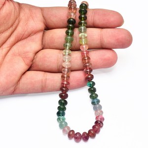 Cuentas redondas lisas de turmalina AAA+ de 7mm-8mm, turmalina natural multicolor, piedras preciosas sueltas para la fabricación de joyería. - Product Image 3