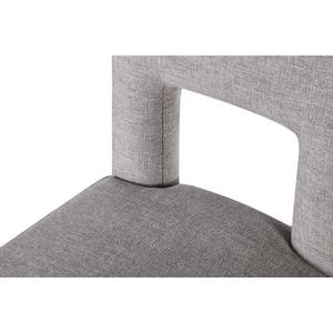 Minimalist Linen Fabric Dining <b>Chair</b> Solid Teak Wood Frame Cutout Back Upholstered <b>Chair</b> for Hotel <b>Restaurant</b> Living Room - Product Image 5