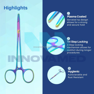 Ciseaux chirurgicaux à pointe incurvée en acier inoxydable de haute qualité, revêtement plasma arc-en-ciel, taille personnalisée, poignée de précision manuelle antidérapante à cliquet - Product Image 3