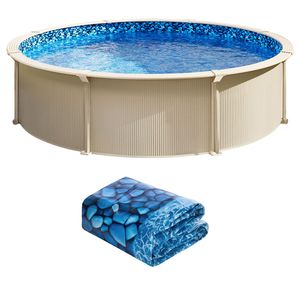 Telo di copertura per piscina fuori terra in PE da 25m, spessore 1.5mm, rotondo 8ft, altezza parete 48-54in, con struttura in acciaio - Product Image 1