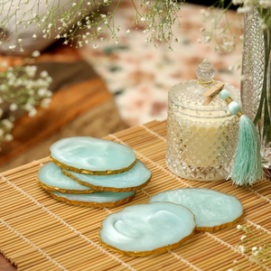 Reusable Custom Design Resin <b>Coaster</b> Sky <b>Blue</b> Color Premium Resin <b>Coaster</b> Set with Customizable Color/Design - Product Image 1