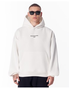Sweat-shirt blanc surdimensionné pour homme avec impression d'acide désoxyribonucléique, design streetwear minimaliste, coupe classique, coton French Terry - Product Image 1
