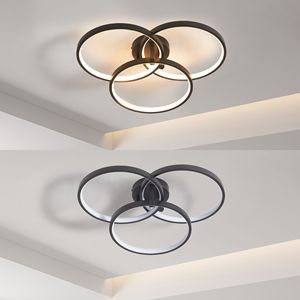 Lámpara de Techo LED Negra Moderna y Elegante de 20 Pulgadas, Ahorradora de Energía, con 3 Anillos, para Sala de Estar, Dormitorio, Comedor - Product Image 4
