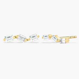 Baguette Lab Grown Diamond Geometric Bar Stud <b>Earrings</b> 14k 18k Solid Gold push <b>back</b> Modern Minimalist Everyday Wear Fine Jewelry - Product Image 4