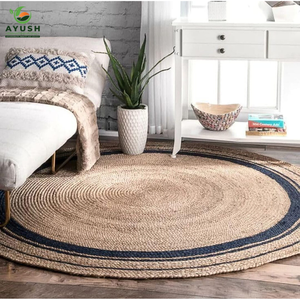 Tapis rond en jute moderne et minimaliste, respectueux de l'environnement, adapté aux animaux domestiques, antidérapant, pour chambre à coucher et salon - Product Image 3