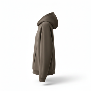 Sweat-shirt d'hiver décontracté pour homme, coupe oversize, en molleton de coton marron taupe, avec poche kangourou, sans cordon de serrage, style streetwear - Product Image 1