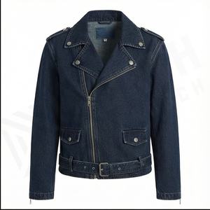 แจ็กเก็ตยีนส์มีซิปหลายแบบสำหรับผู้ชายกางเกงยีนส์คนขับรถบรรทุกแบบมีลายพื้นมีโลโก้ด้านหน้า - Product Image 2