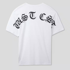เสื้อยืดคอกลมแขนสั้นสีขาวพิมพ์ลายขายส่งสำหรับผู้ชาย ทรงปกติ ผ้าคอตตอนเจอร์ซีย์ สไตล์ลำลอง - Product Image 6