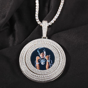 Colgante Giratorio con Foto, Colgante Redondo con Incrustaciones de Diamantes, Colgante Personalizado con Imagen, Colgante Giratorio con Recuerdo, Colgante de Regalo Estilo Hip Hop - Product Image 2