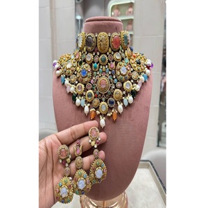 Impresionante Conjunto de Collar y Pendientes de Moissanita Chapados en Oro de Latón de Calidad Premium para Mujer, Regalo de Boda, Colección de Moda para Fiestas - Product Image 1