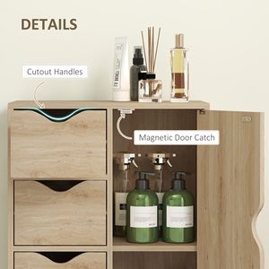 Armadietto di stoccaggio indipendente della quercia con 4 cassetti la credenza del pavimento del bagno per la camera da letto ed il salone - Product Image 6