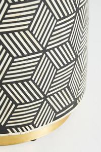 Modern Round Resin Inlay MDF Side Table With Geometric Pattern And Gold Base For Living Room Decor Wholesale B2b Supply - Product Image 6