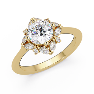 Anillo de compromiso con diseño floral de moda, oro puro de 14K, diamante cultivado en laboratorio de corte redondo de 1.00ct, certificado IGI, joyería nupcial para mujer - Product Image 2