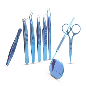 Servicios OEM Profesionales, Pinzas para Pestañas de Acero Inoxidable Personalizadas, Espejo y Tijeras para Pestañas de Alta Calidad, Color Azul Plasma - Product Image 2