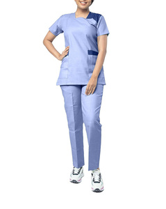 Unisex Medical <b>Nurse</b> Scrub Sets Spandex Worsted Fabric Hospital Uniform Wholesale Summer Short Sleeve Needle Detection Seamless - Product Image 5