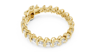 9Kt Yellow <b>Gold</b> Round Diamond Bracelet 62 Stones 6.2Ct Luxury Designer Heavy Bracelet Elegant Statement Bridal Party Wear - Product Image 4